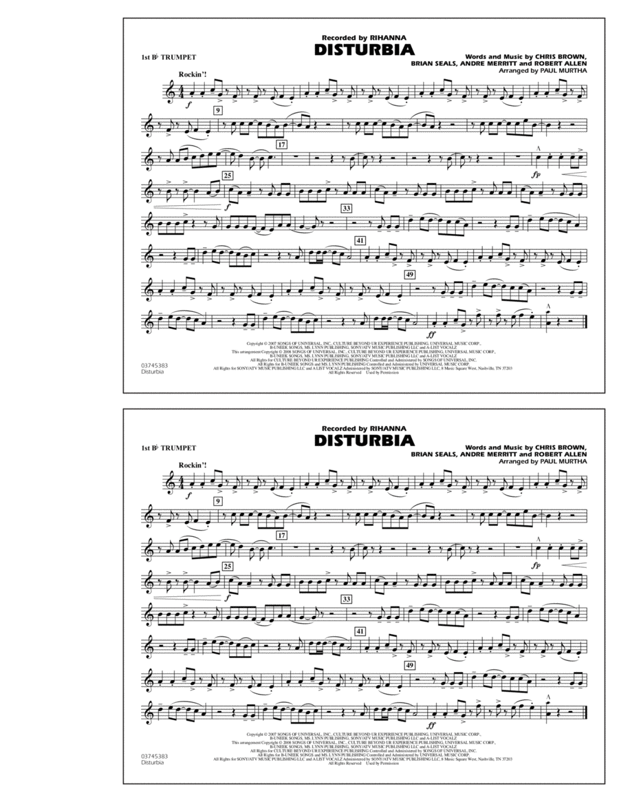 Disturbia - 1st Bb Trumpet
