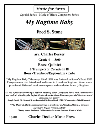 Book cover for My Ragtime Baby for Brass Quintet