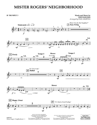 Mister Rogers' Neighborhood (Arr. Paul Murtha) - Bb Trumpet 3