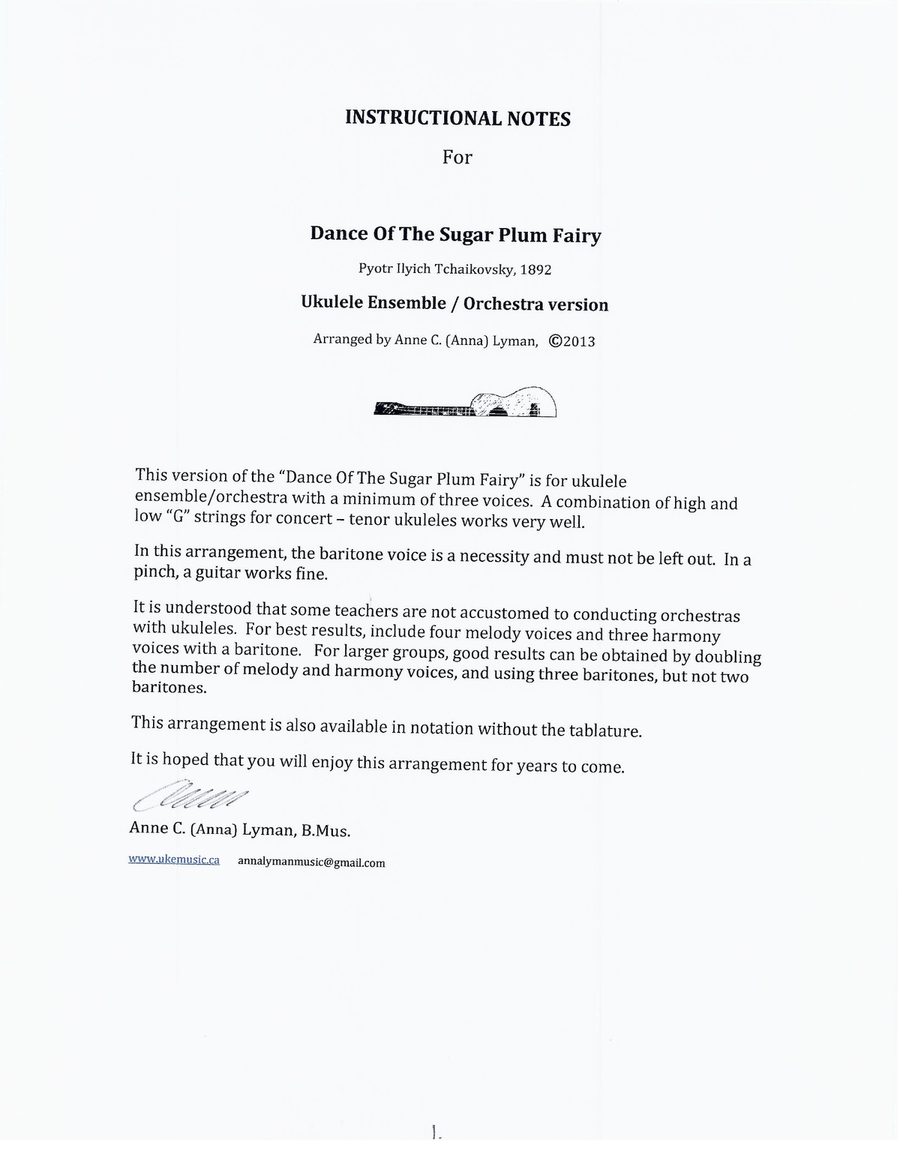 Dance Of The Sugar Plum Fairy - UKULELE ENSEMBLE / ORCHESTRA (Both C-Ukulele and Baritone), Opening Small Ensemble scores gallery preview page 2