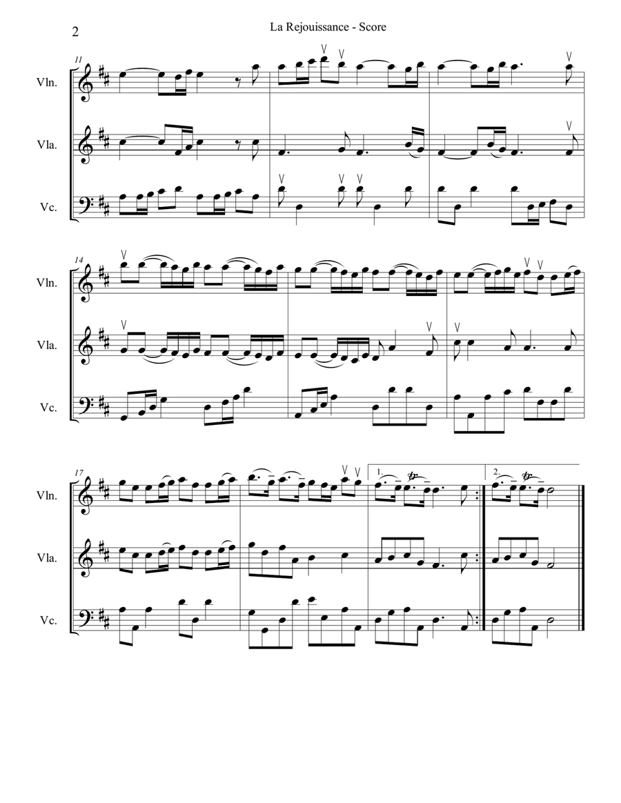 La Rejouissance for String Trio String Trio scores gallery preview page 2