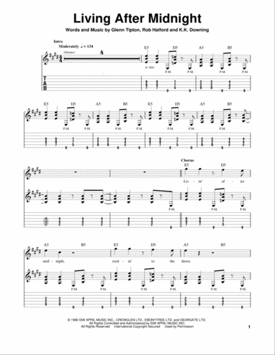 Living After Midnight Living After Midnight Acoustic Guitar scores gallery preview page 1