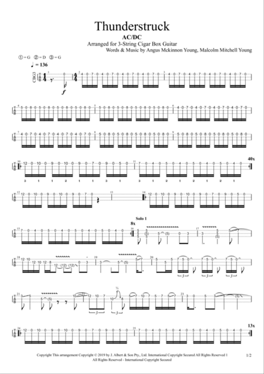 Thunderstruck Guitar Tablature scores gallery preview page 2