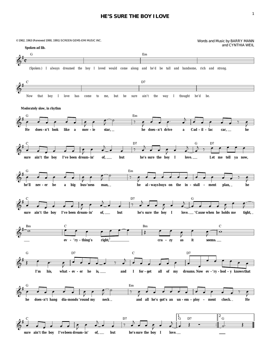 He's Sure The Boy I Love Acoustic Guitar scores gallery preview page 1