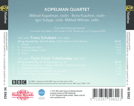 Schubert & Tchaikovsky: Works for String Quartet