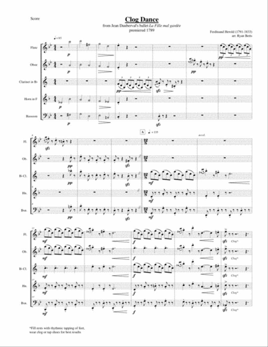 Clog Dance from The Wayward Daughter (woodwind quintet) Woodwind Quintet scores gallery preview page 1