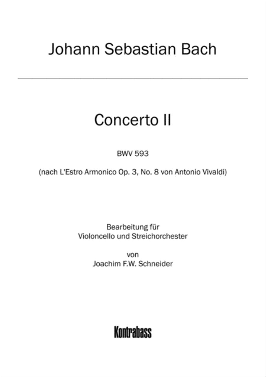 Concerto for Violoncello, Strings and Basso continuo A minor (after BWV 593) Double Bass scores gallery preview page 1