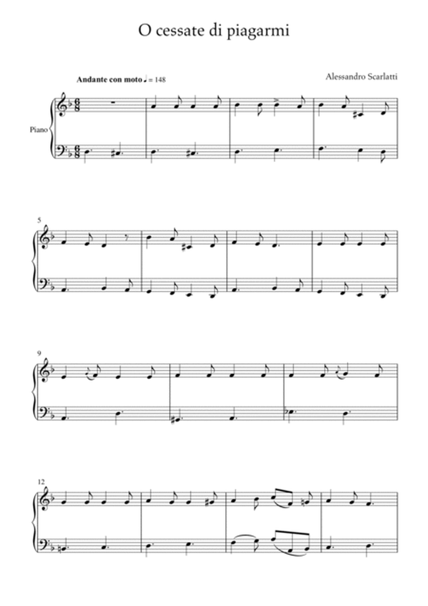 Alessandro Scarlatti - O cessate di piagarmi (Easy Piano Version) image number null