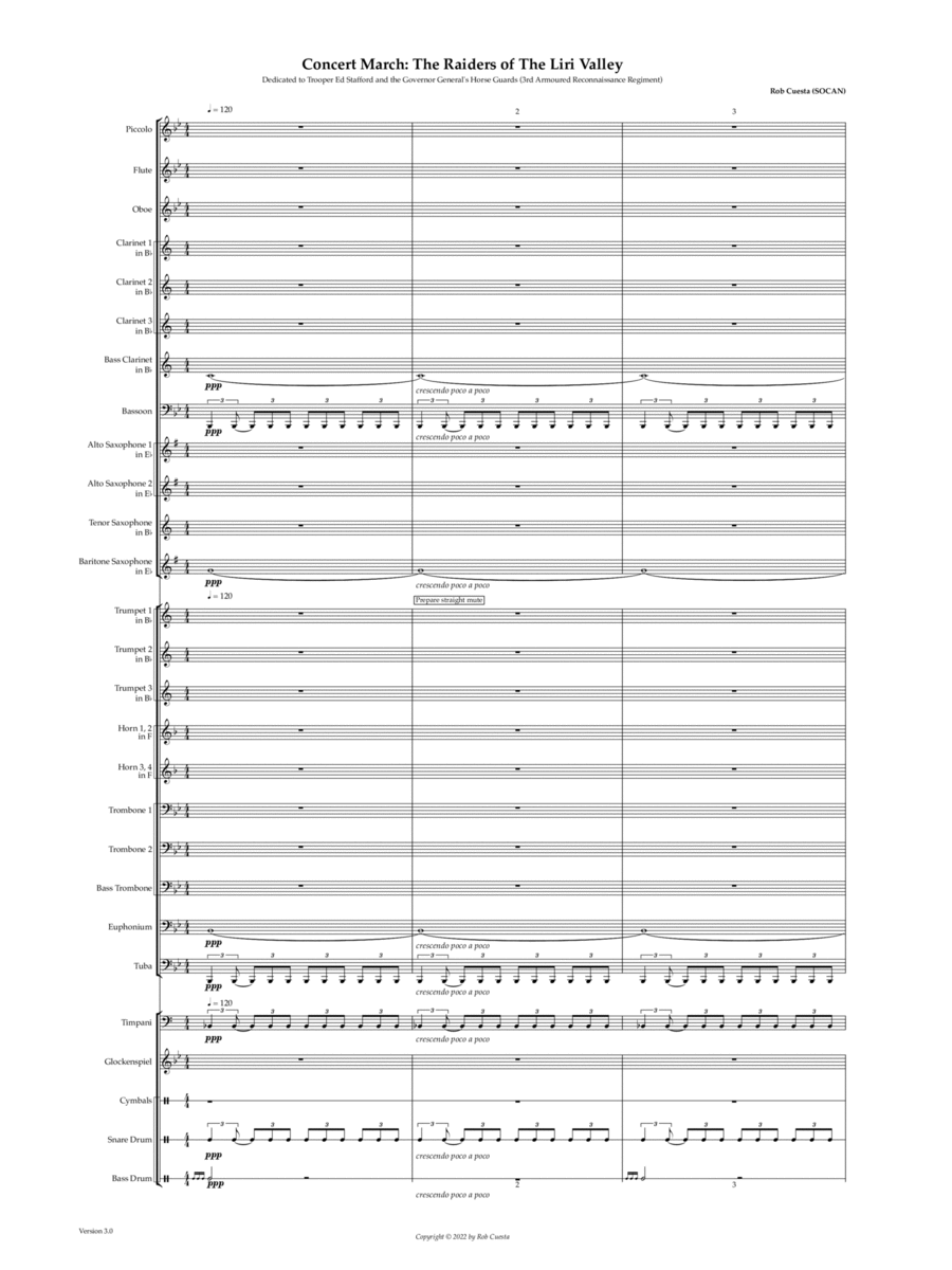 Concert March: The Raiders of Liri Valley Concert Band scores gallery preview page 1
