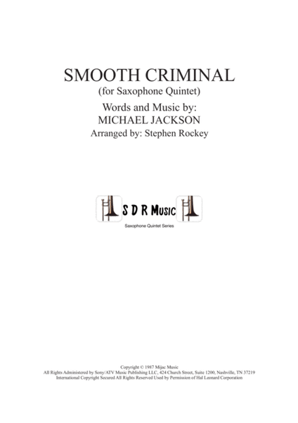 Smooth Criminal for Saxophone Quintet image number null