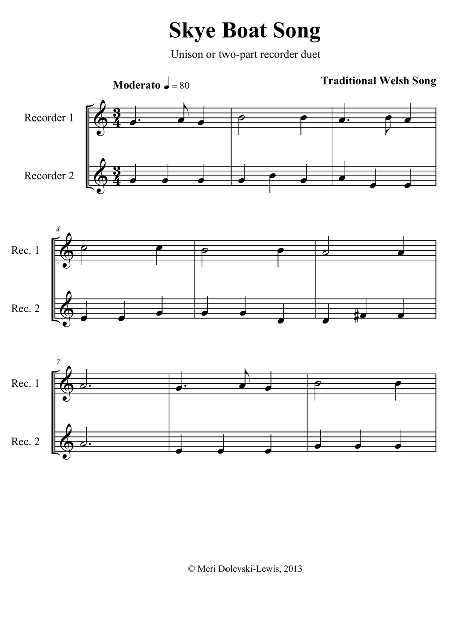 Skye Boat Song Woodwind Duet scores gallery preview page 1