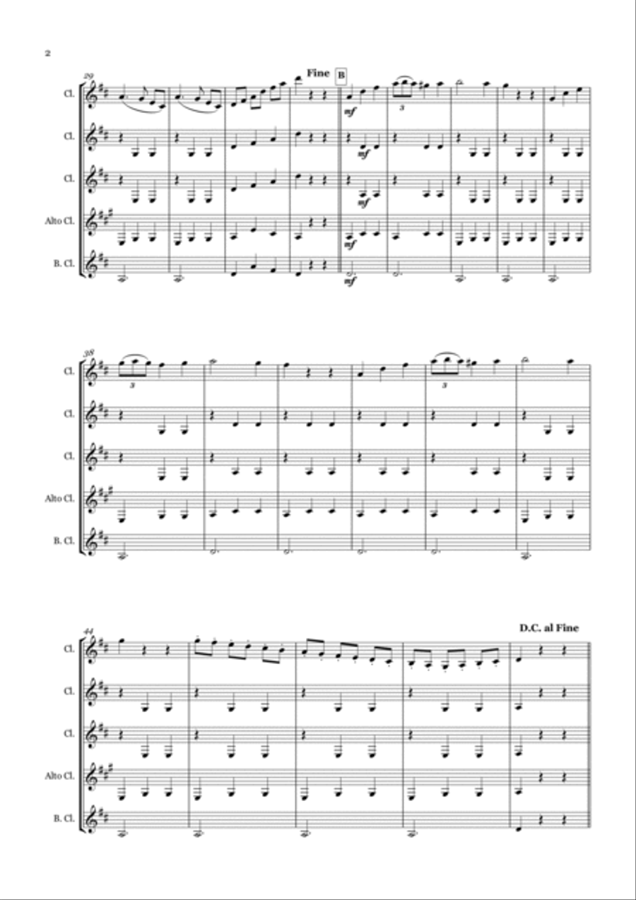 Flora's Waltz for Clarinet Quintet Clarinet Quintet scores gallery preview page 2