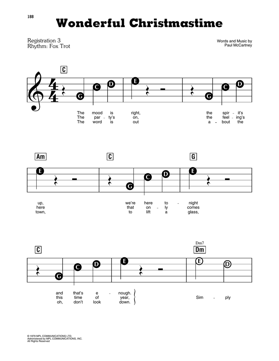 Wonderful Christmastime Electronic Keyboard scores gallery preview page 1