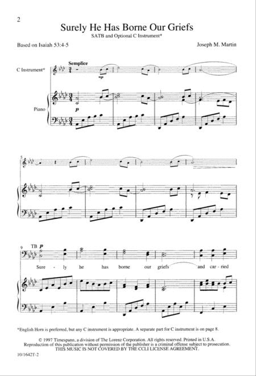 Surely He Has Borne Our Griefs 4-Part scores gallery preview page 2
