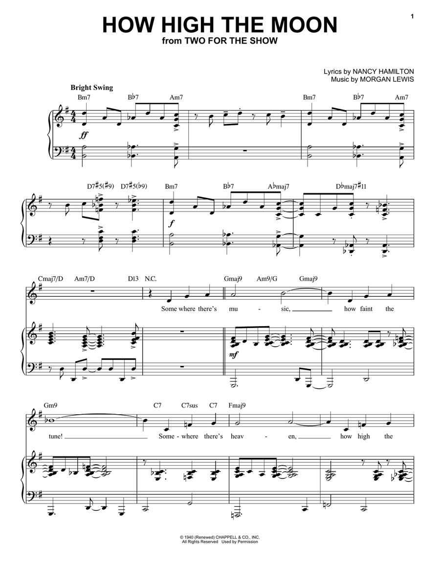 How High The Moon [Jazz version] (arr. Brent Edstrom) High Voice scores gallery preview page 1