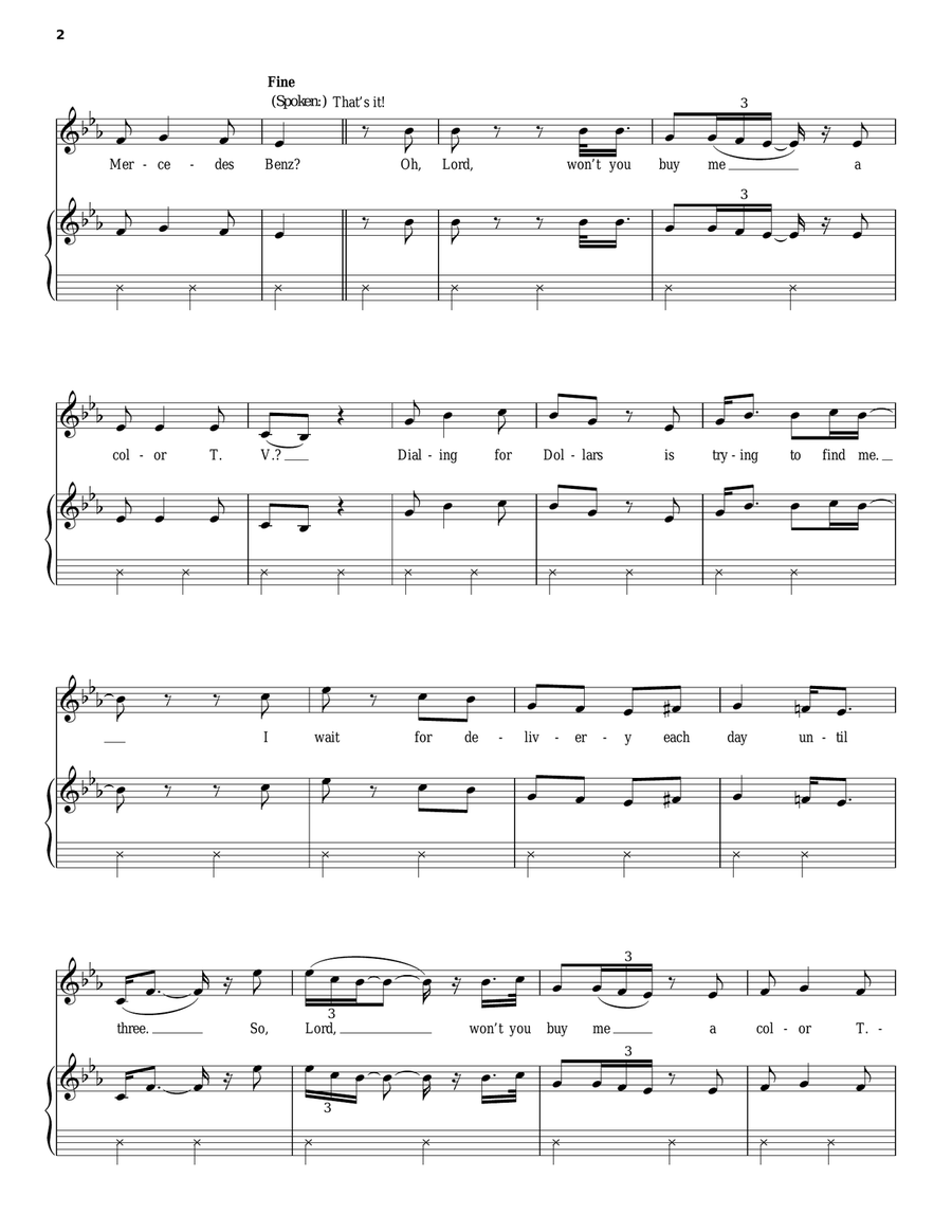 Mercedes Benz (from the musical A Night With Janis Joplin) Acoustic Guitar scores gallery preview page 2