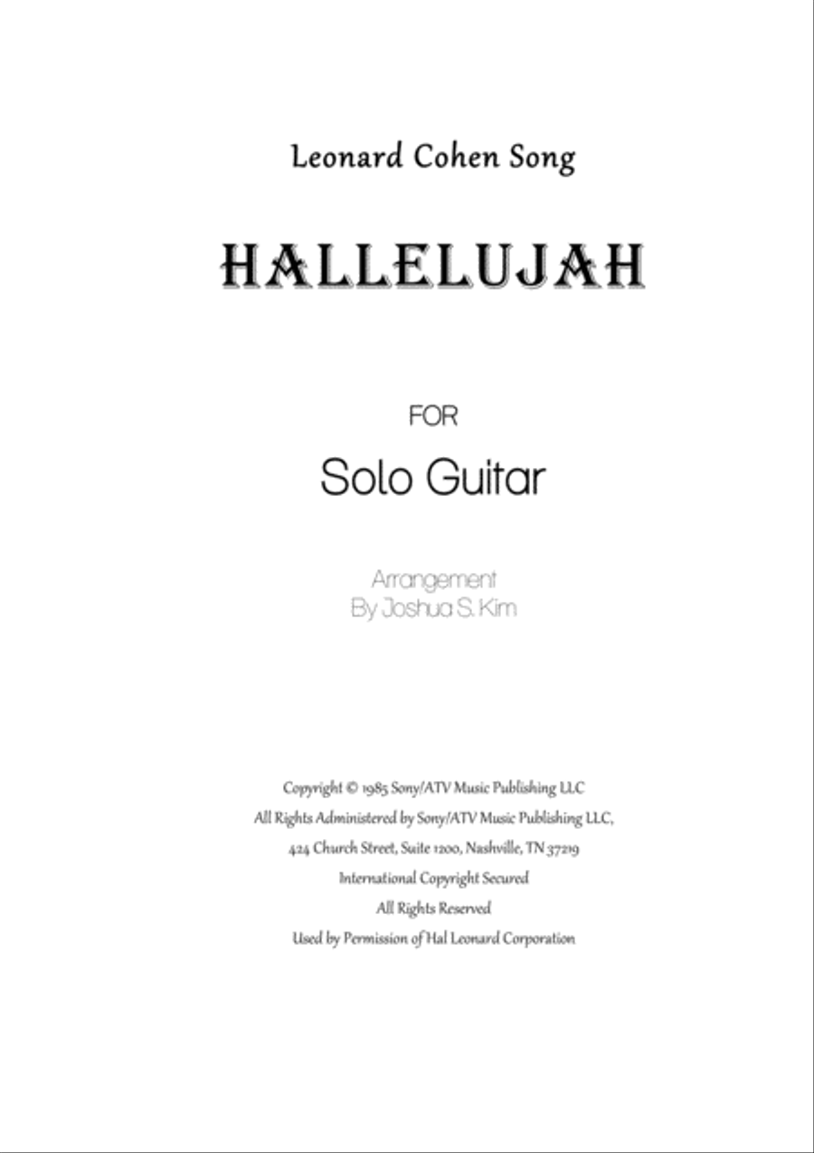 Hallelujah Guitar Solo scores gallery preview page 1