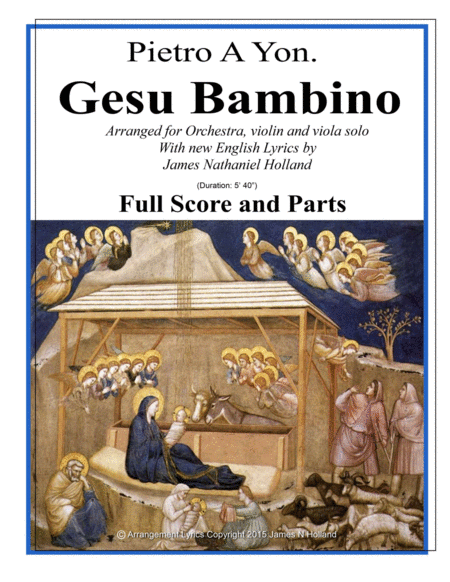 Gesu Bambino for Tenor/Soprano Voice and Orchestra, Score and Parts with new English Lyrics image number null