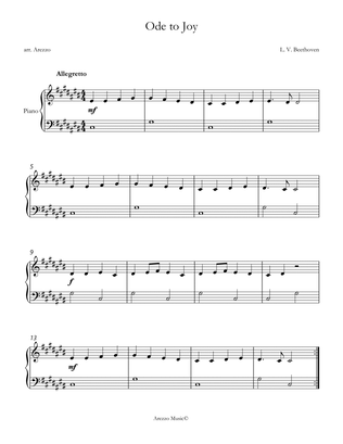 ode to joy sheet music easy piano transposed in c#