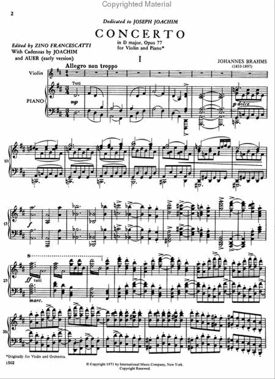 Concerto in D major, Op. 77 (With Cadenzas by JOACHIM and AUER) Violin Solo scores gallery preview page 3