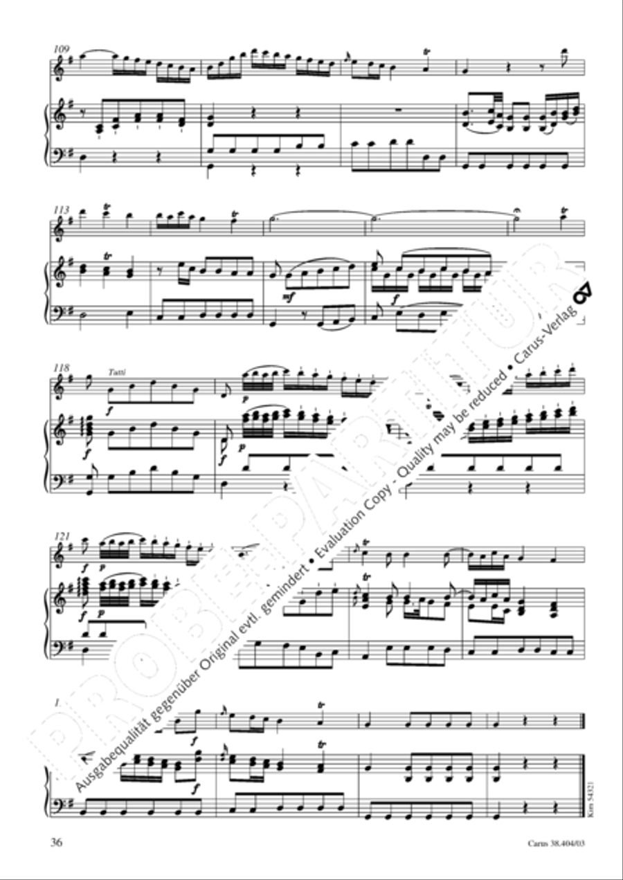 Concerto for Flute in D major (Concerto per il Flauto traverso in D / Flotenkonzert in D) Flute Solo scores gallery preview page 37