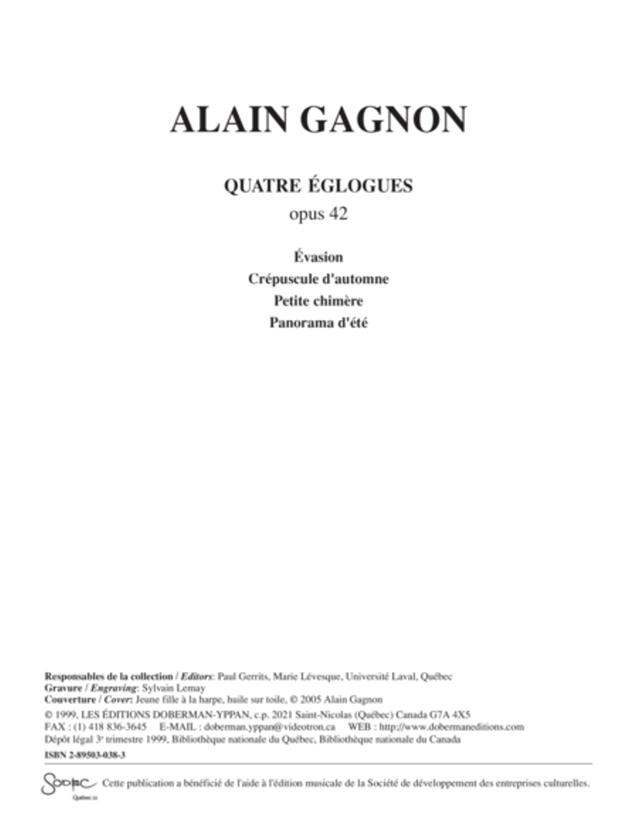 Quatre églogues op. 42 Quatre églogues op. 42 Choir scores gallery preview page 1