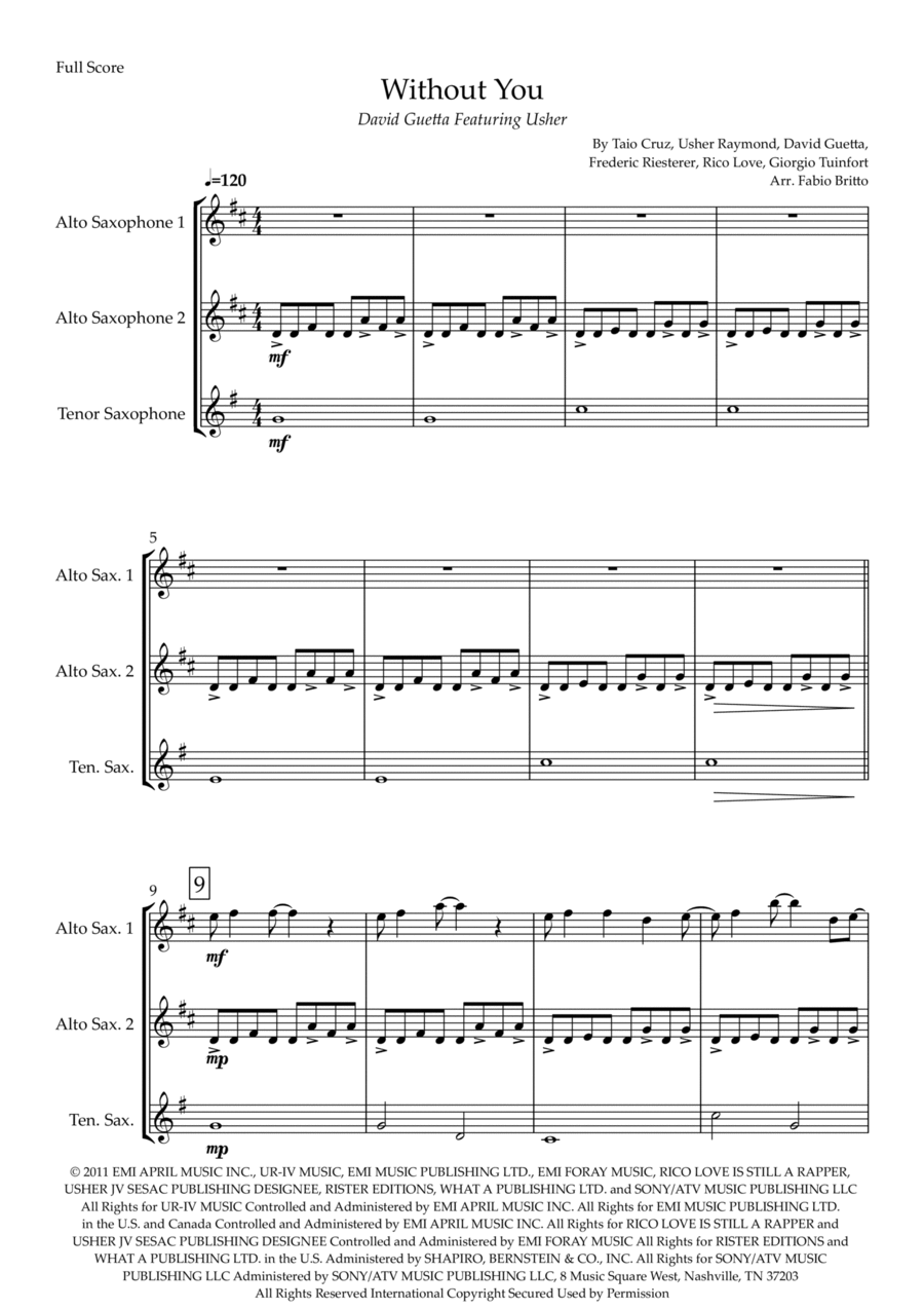 Without You Woodwind Trio scores gallery preview page 1