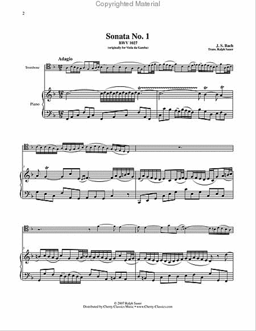Three Gamba Sonatas for Trombone & Piano Piano Accompaniment scores gallery preview page 3