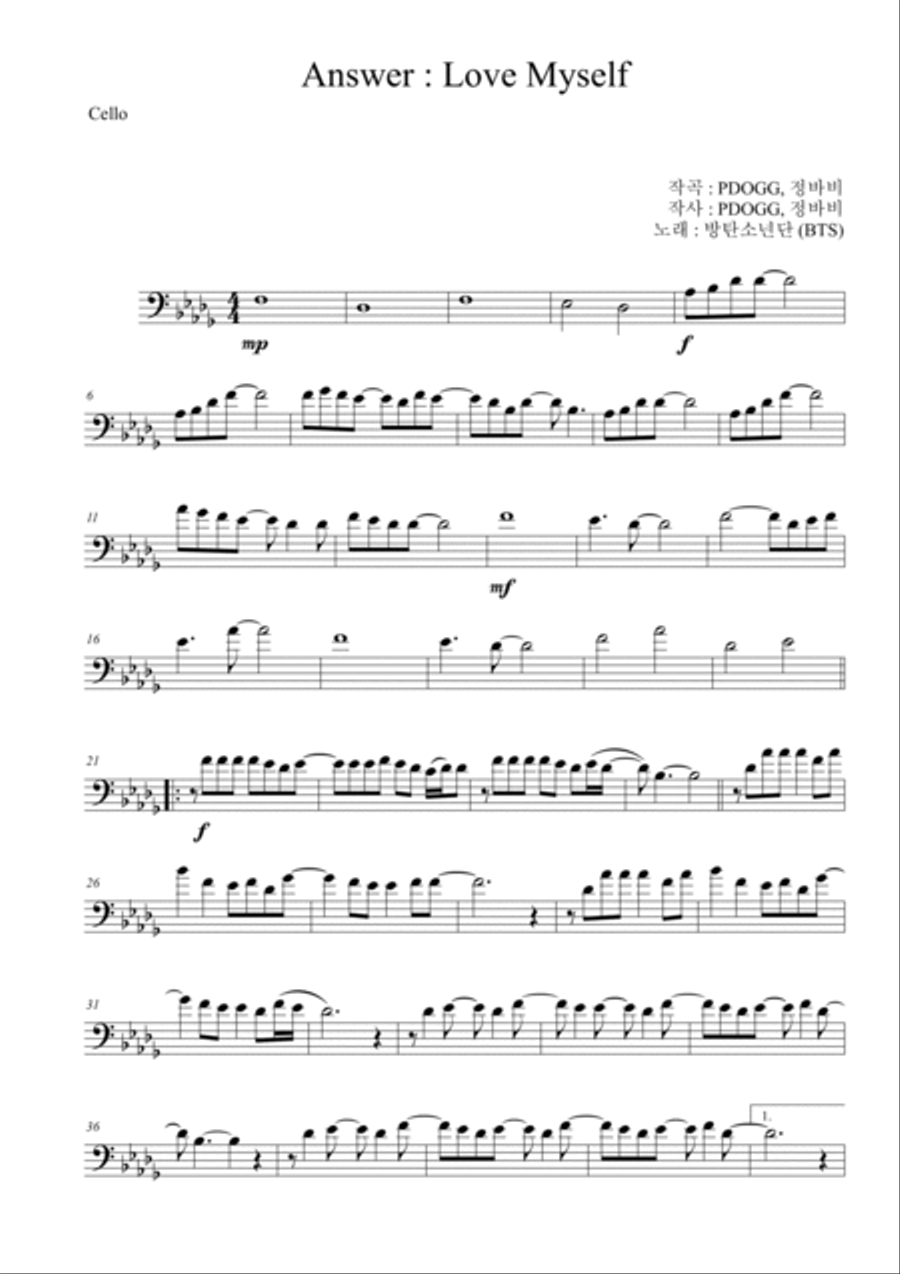 Answer : Love Myself Piano scores gallery preview page 6