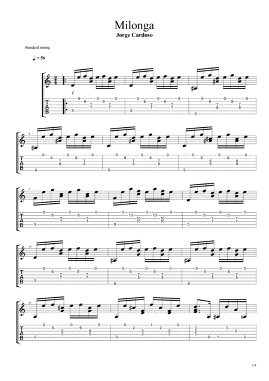 Milonga (D Minor) Acoustic Guitar scores gallery preview page 1