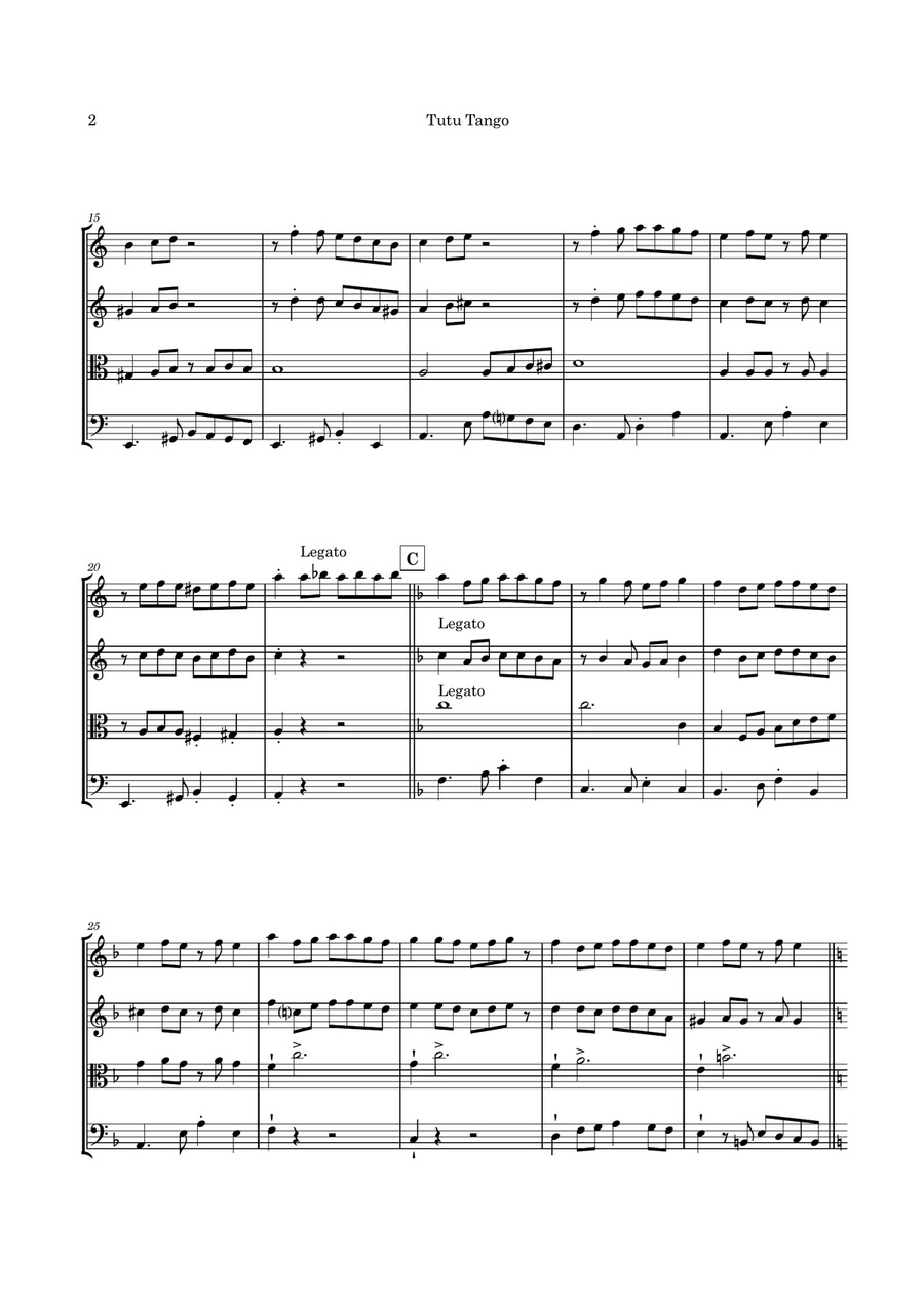 Tutu Tango - accessible & fun String Quartet String Quartet scores gallery preview page 5