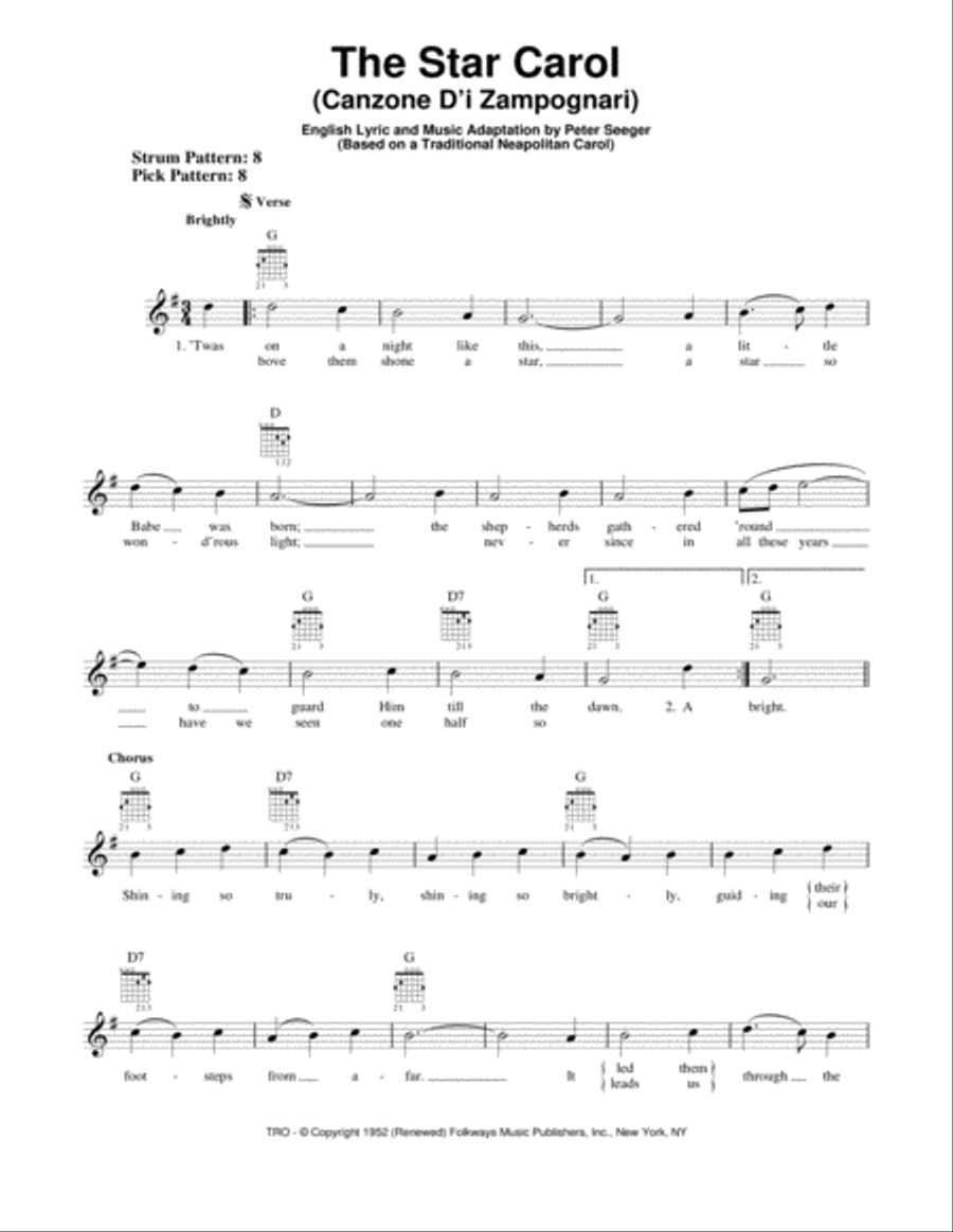 The Star Carol (Canzone D'i Zampognari) Easy Guitar scores gallery preview page 1