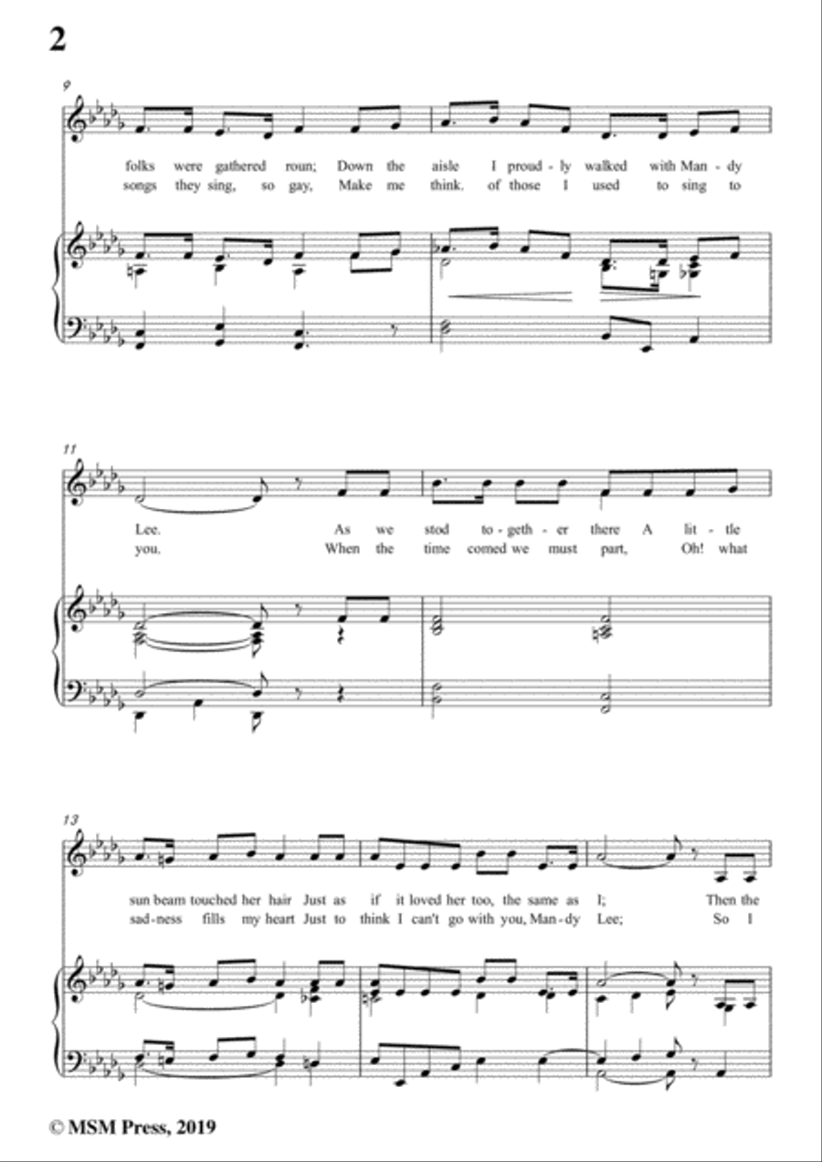 Thurland Chattaway-Mandy Lee,in D flat Major,for Voice and Piano Voice Solo scores gallery preview page 4