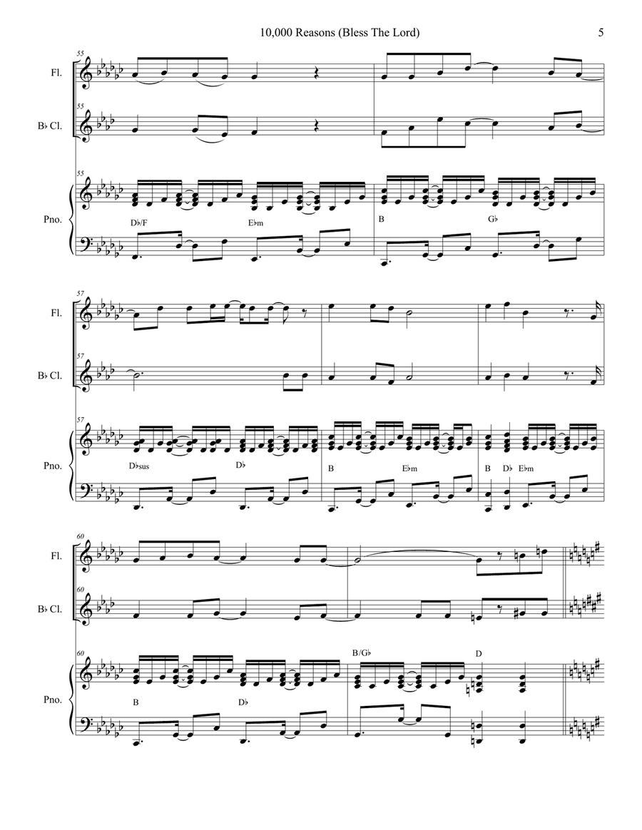 10,000 Reasons (Bless The Lord) Woodwind Duet scores gallery preview page 5