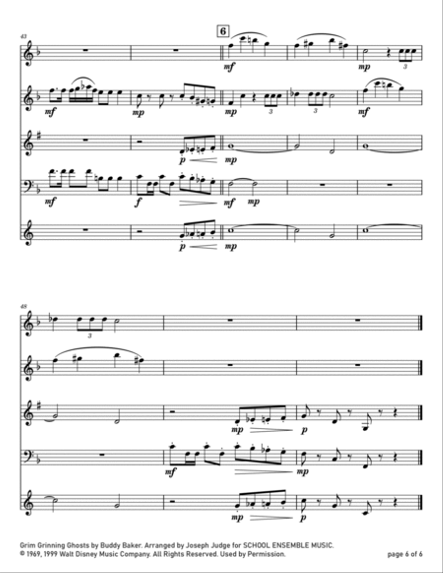 Grim Grinning Ghosts Woodwind Quartet scores gallery preview page 6