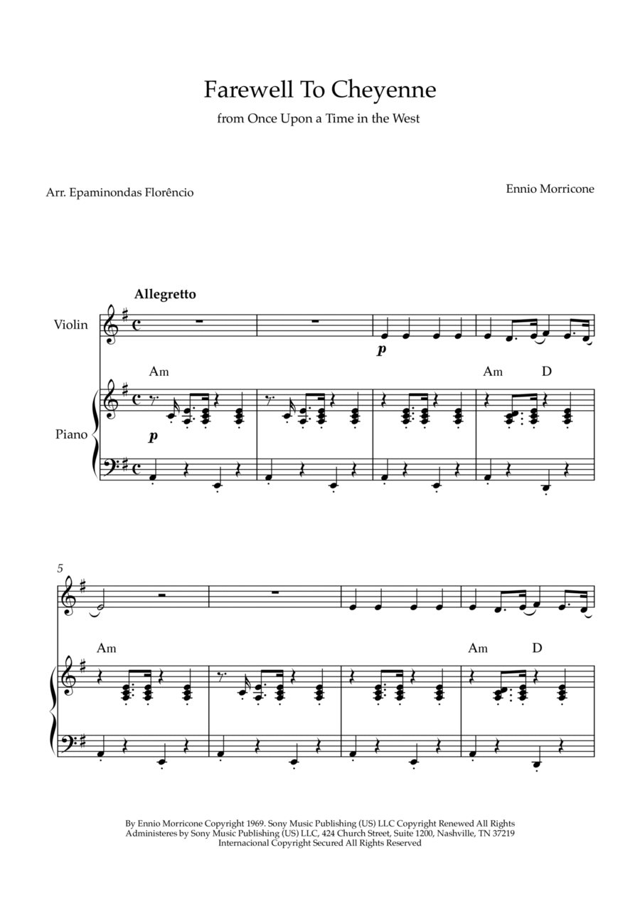 Farewell To Cheyenne Violin Solo scores gallery preview page 1