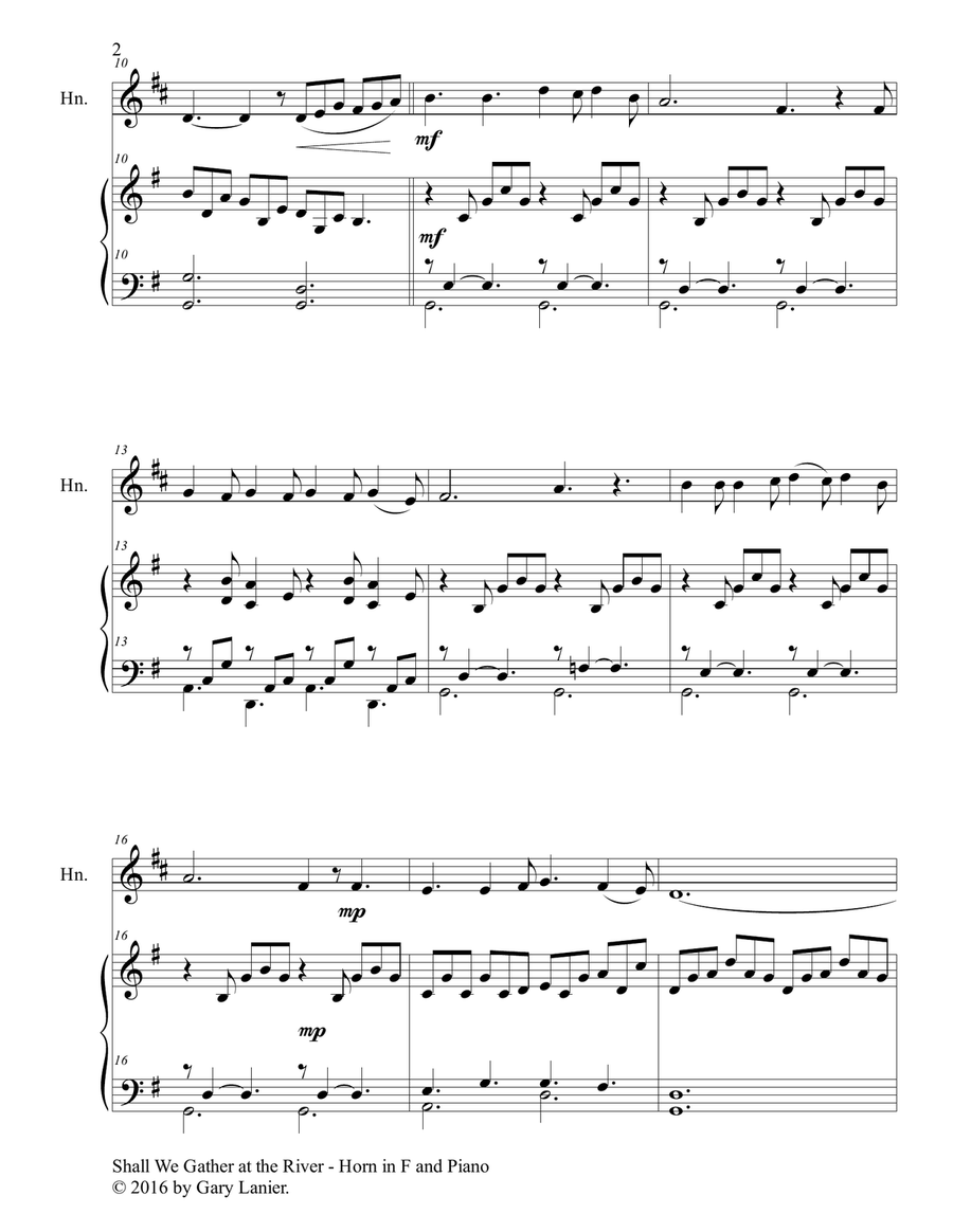GENTLE HYMNS FOR WORSHIP (Horn in F and Piano with Parts) Piano scores gallery preview page 3