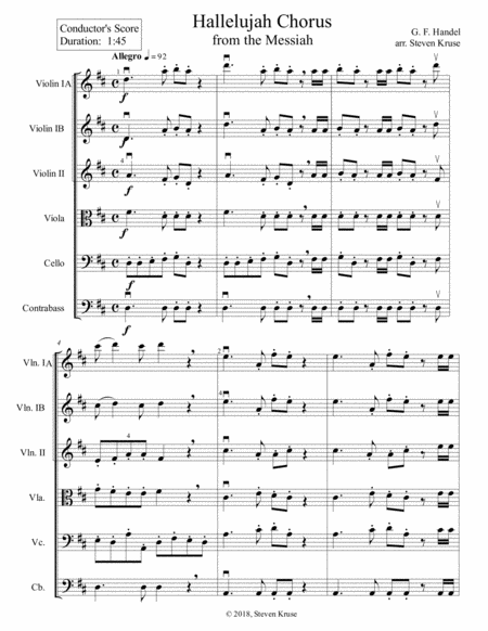 Hallelujah Chorus from The Messiah for String Orchestra, Grade 3 image number null