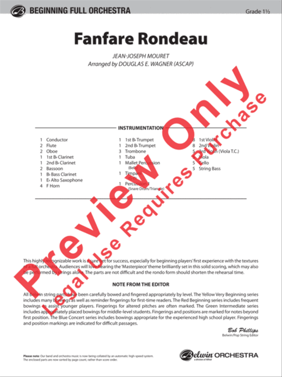 Fanfare Rondeau Full Orchestra scores gallery preview page 2