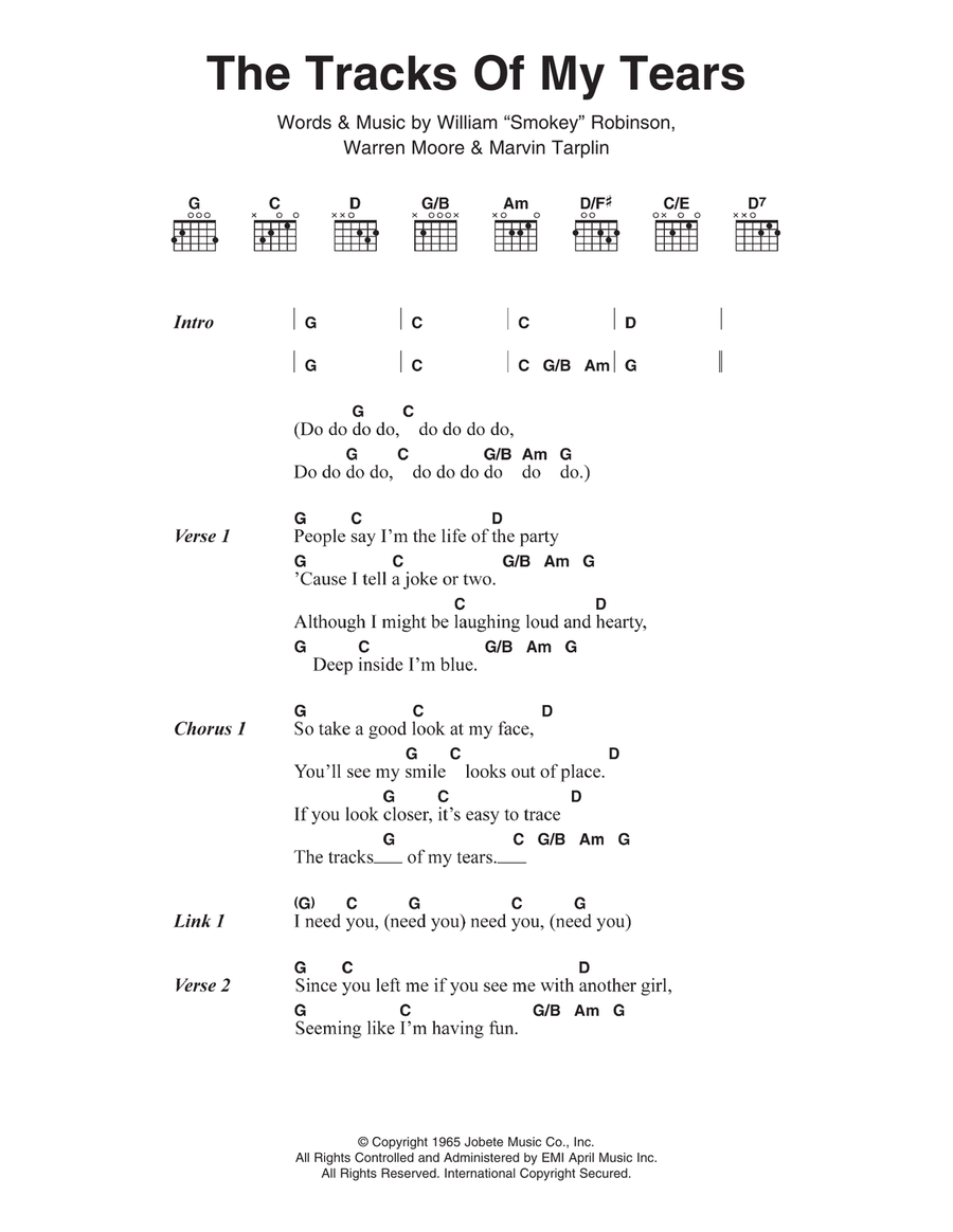 The Tracks Of My Tears Guitar scores gallery preview page 1