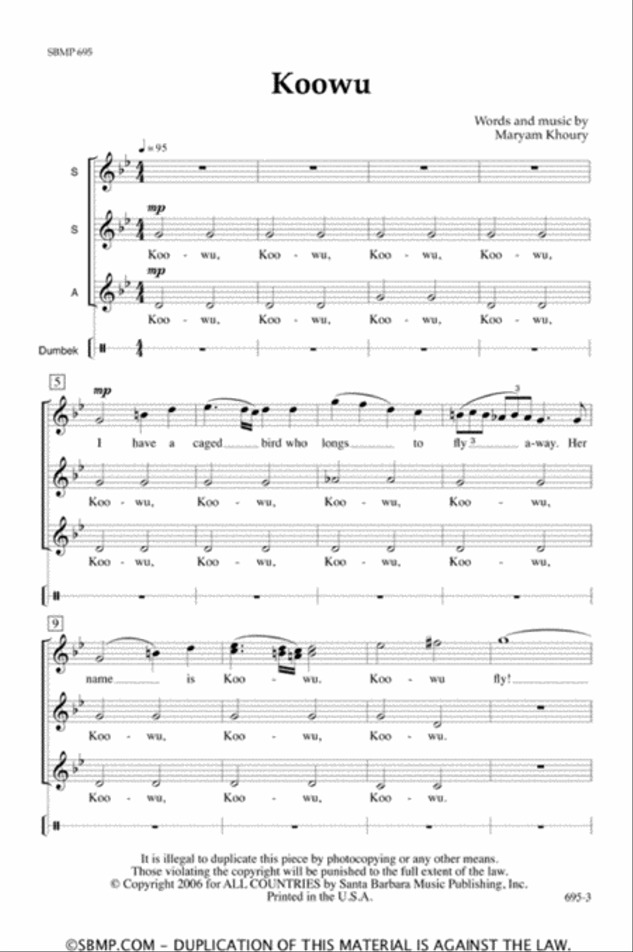 Koowu - SSA Octavo SSA scores gallery preview page 2