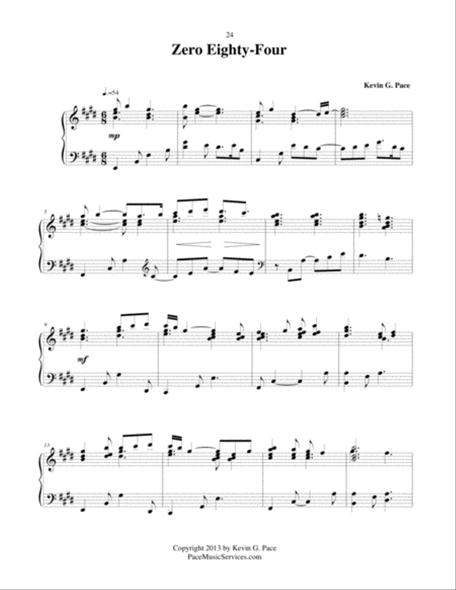 Zero Eighty-Four - piano solo Piano Solo scores gallery preview page 2