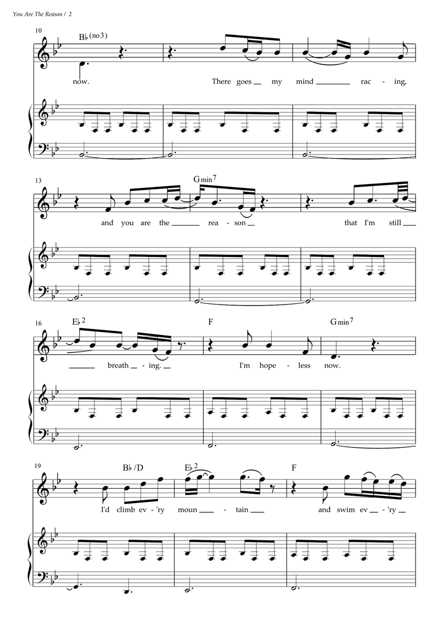 You Are The Reason Piano scores gallery preview page 2