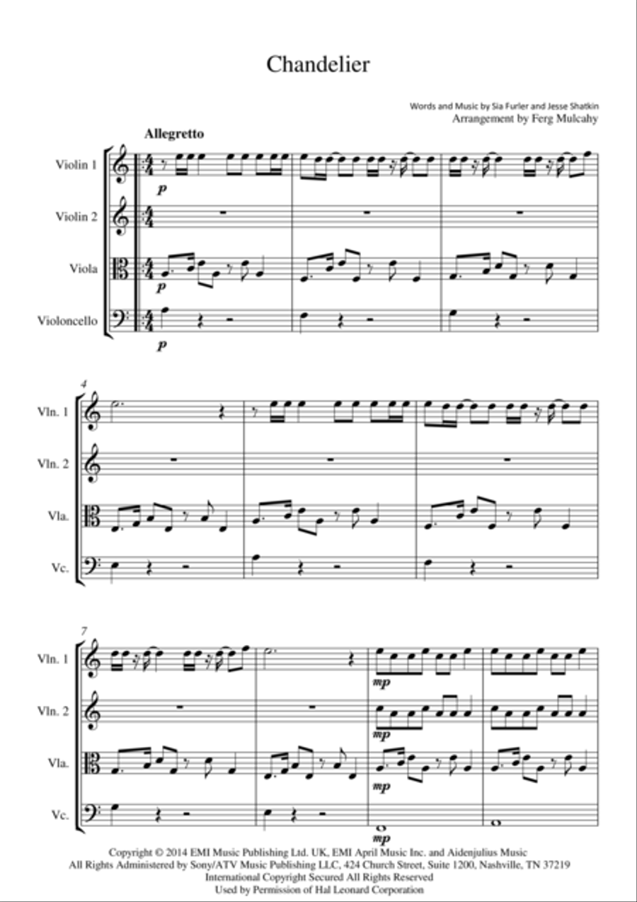 Chandelier String Quartet scores gallery preview page 2