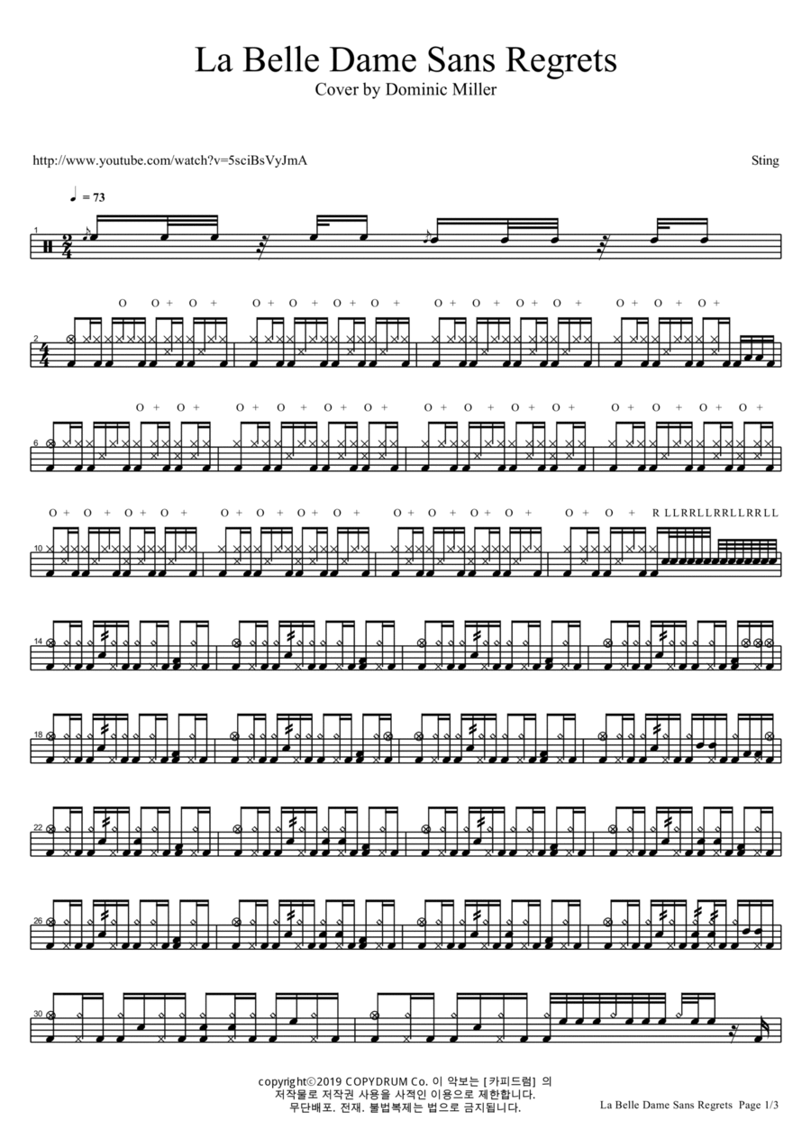 La Belle Dame Sans Regrets Drum Set scores gallery preview page 1