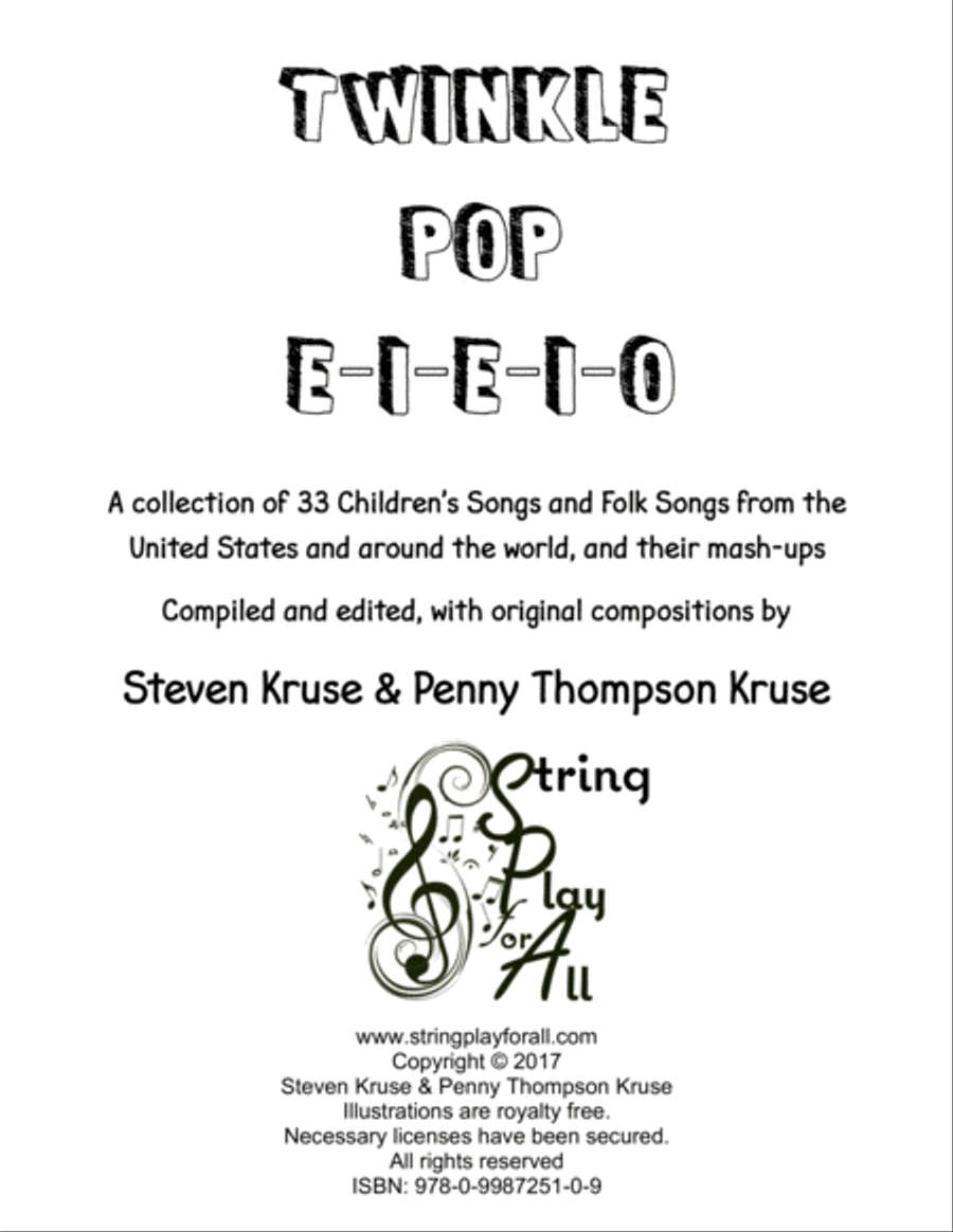 Twinkle Pop E-I-E-I-0: A Collection of 33 Children's Songs and Folk Songs, and their Mash-Up for Vio Small Ensemble scores gallery preview page 3