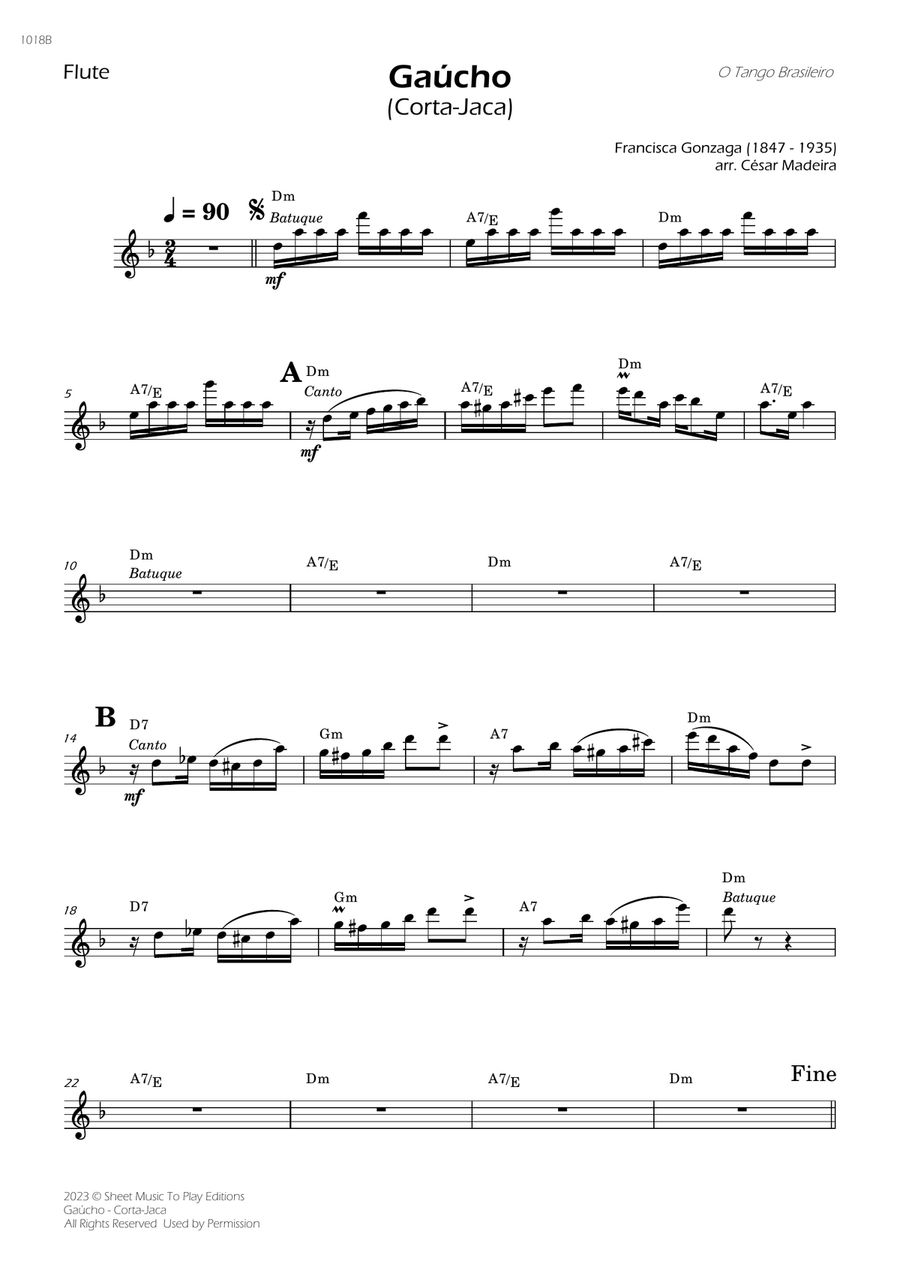 Gaúcho (Corta-Jaca) - Flute Solo - W/Chords Flute Solo scores gallery preview page 1