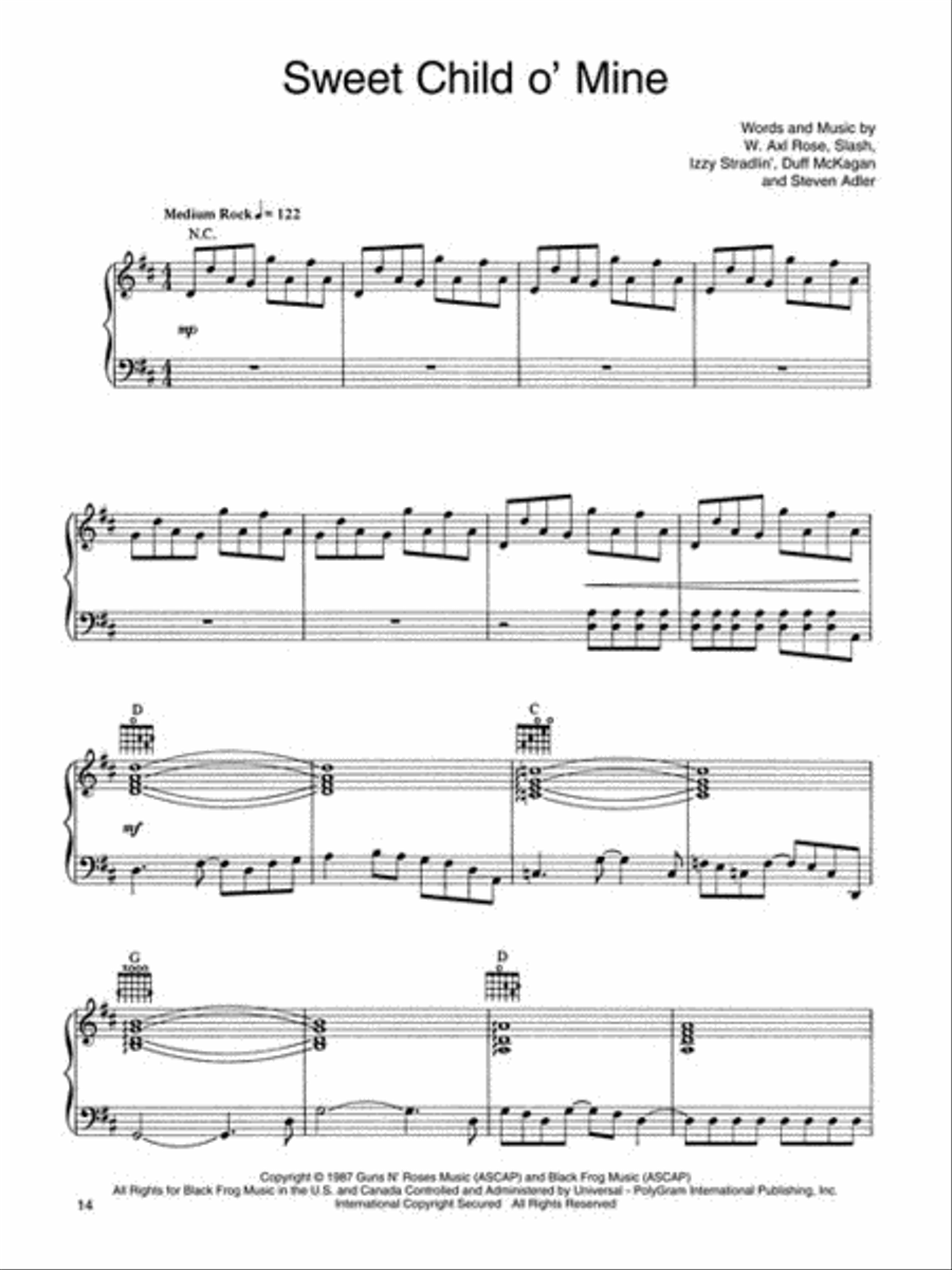 Guns N' Roses - Greatest Hits Piano, Vocal, Guitar scores gallery preview page 3