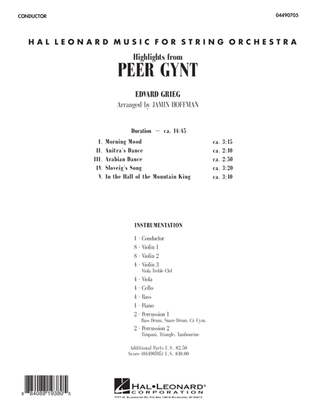 Highlights from Peer Gynt - Full Score