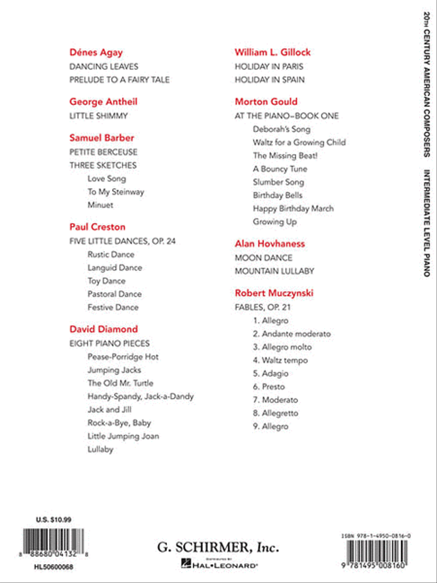 20th Century American Composers – Intermediate Level Piano Piano Solo scores gallery preview page 2